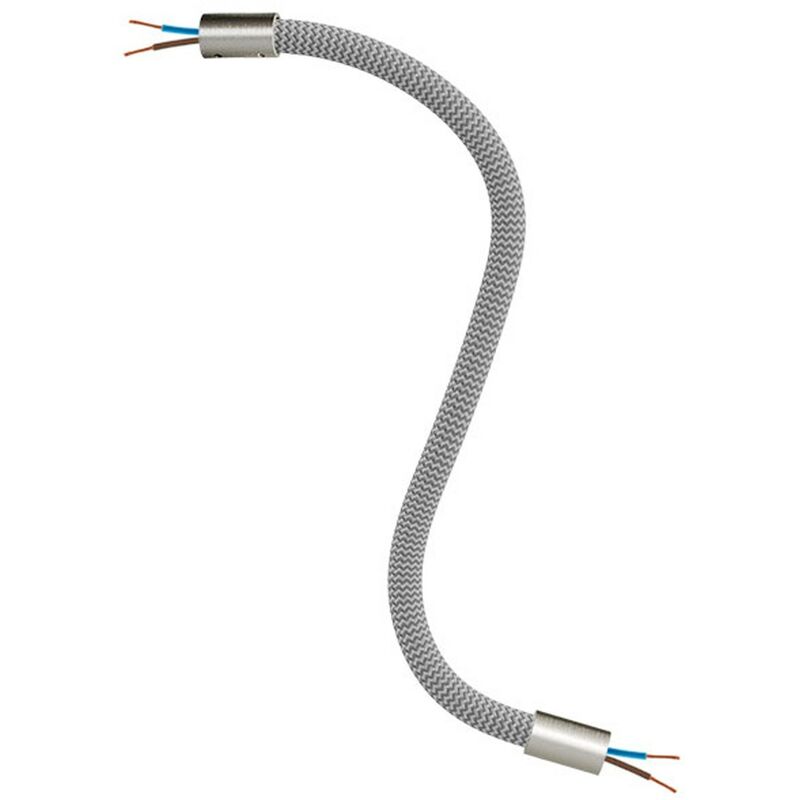 Image of Creative Cables - Kit Creative Flex tubo flessibile di estensione rivestito in tessuto RM75 Titanio con terminali metallici 30 cm - Titanio satinato