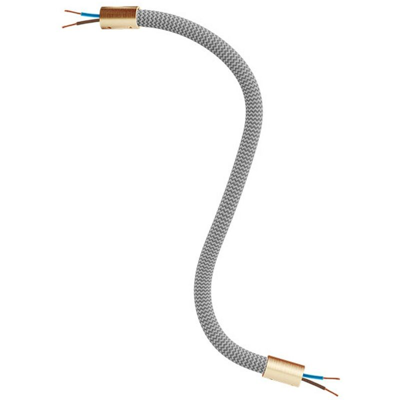 Image of Creative Cables - Kit Creative Flex tubo flessibile di estensione rivestito in tessuto RM75 Titanio con terminali metallici 30 cm - Bronzo satinato