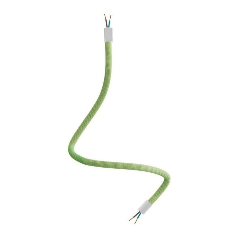 Image of Kit Creative Flex tubo flessibile rivestito in tessuto RM77 Verde prato con terminali metallici Bianco opaco - 60 cm - Bianco opaco