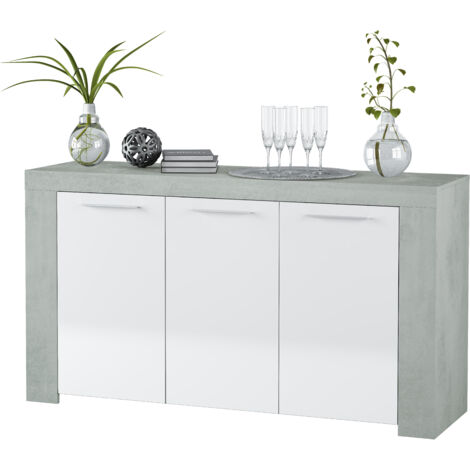 FORES HABITAT S.L.U. KIT CREDENZA 3 ANTE AMBIT 144X42XH80 CM BIA/CEMEN