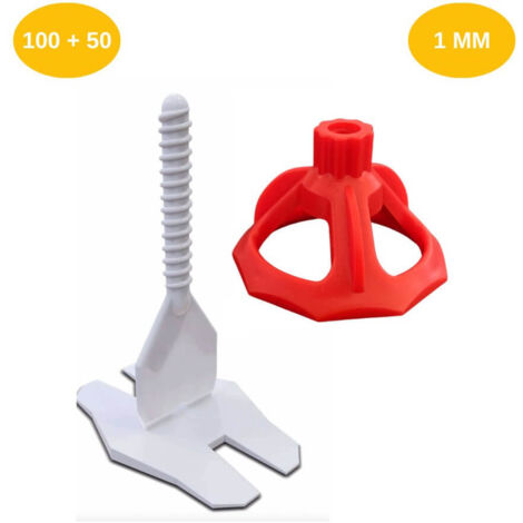 Kit croisillons autonivelants à visser LEVEL FIT 1mm – 150 pcs – Pose carrelage 2 à 22 mm – 100 croisillons + 50 cadrans – SHAFFER PRO