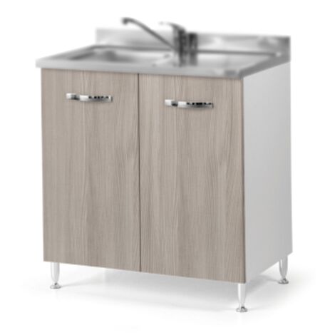Kit cucina base sotto lavello 80x50x85h 2 ante finitura larice grigio - Salone