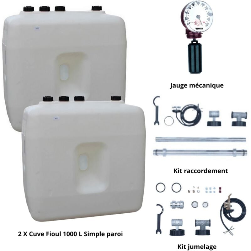 Roth - Kit cuve fioul 1000 l x 2 + Kit aspiration + Jauge + Kit jumelage