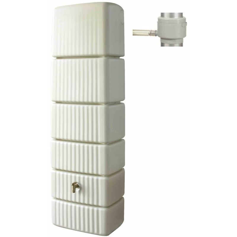 Cuve Murale Slim 500 l Sable avec robinet pe imitation laiton et Collecteur Filtrant Eco Gris - Graf