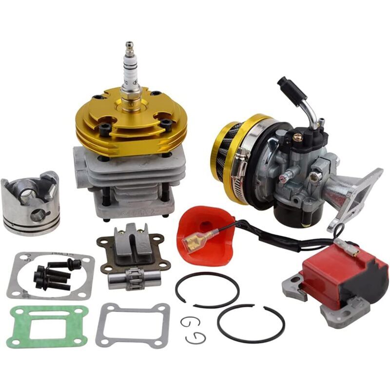 Kit cylindre doré Carburateur Filtres à air moteur bobine d'allumage Set Big Bore Piston pour 47cc 49cc 2 temps moteur Pocket Bike Atv Quad Motocross