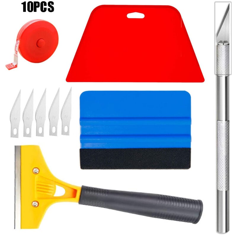 Image of Kit da 10 pezzi per coprire i finestrini colorati dell'auto, kit per carta da parati, kit per rivestimento in vinile per auto, tergivetro, carta da