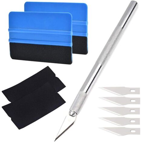 Kit da 10 tergivetri professionali in feltro, raschietto per bordi in feltro per auto da 4 pollici, strumenti per la colorazione di pellicole per finestrini auto, con tergivetro in feltro e coltello d