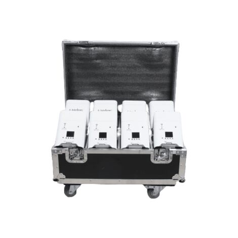 Kit da 8pz Faretti BIANCHI Smart Battery LED RGBWA WiFi a Batteria e Telecomando Wireless con Baule FlyCase