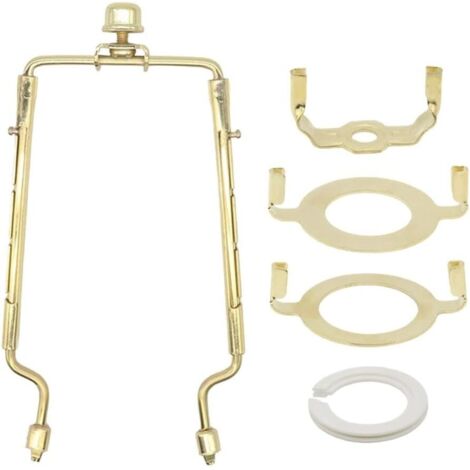 Kit d'abat-jour harpe 20,3 cm réglable en hauteur support en métal avec plusieurs adaptateurs pour compatibilité avec différents supports d'ampoule y compris convertisseur E14 (doré)