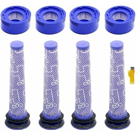 Kit d'accessoires 4 pré-filtres et 4 post-filtres pour Dyson V8 Absolute V7 Motorhead V7 Animal V8 MOTORHEAD V8 Absolute + V7 Absolute Pièces de rechange pour aspirateur sans fil