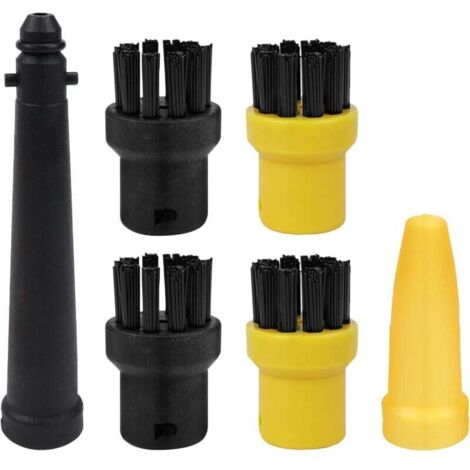 Kit d'accessoires  6 pièces pour nettoyeurs vapeur Kärcher, comprenant une brosse ronde et un embout, compatible avec les modèles Kärcher SC1, SC2, SC3, SC4, SC5, SC7, CTK10 et CTK20.