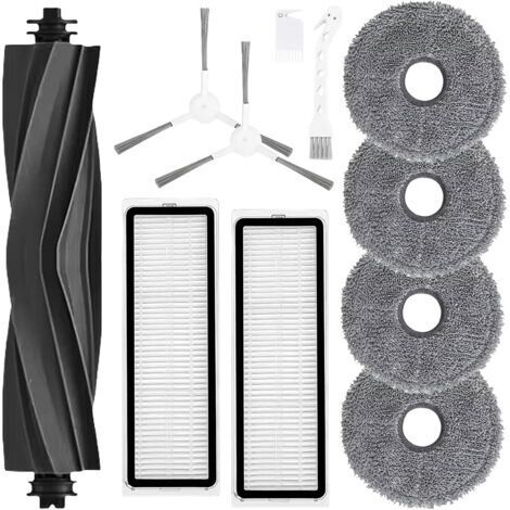 Kit d'Accessoires de Rechange Compatible Avec Dreame Bot L10 Prime/Pro - Aspirateur Robot, Brosse en Caoutchouc, Filtre HEPA, Brosse Latérale, Chiffon