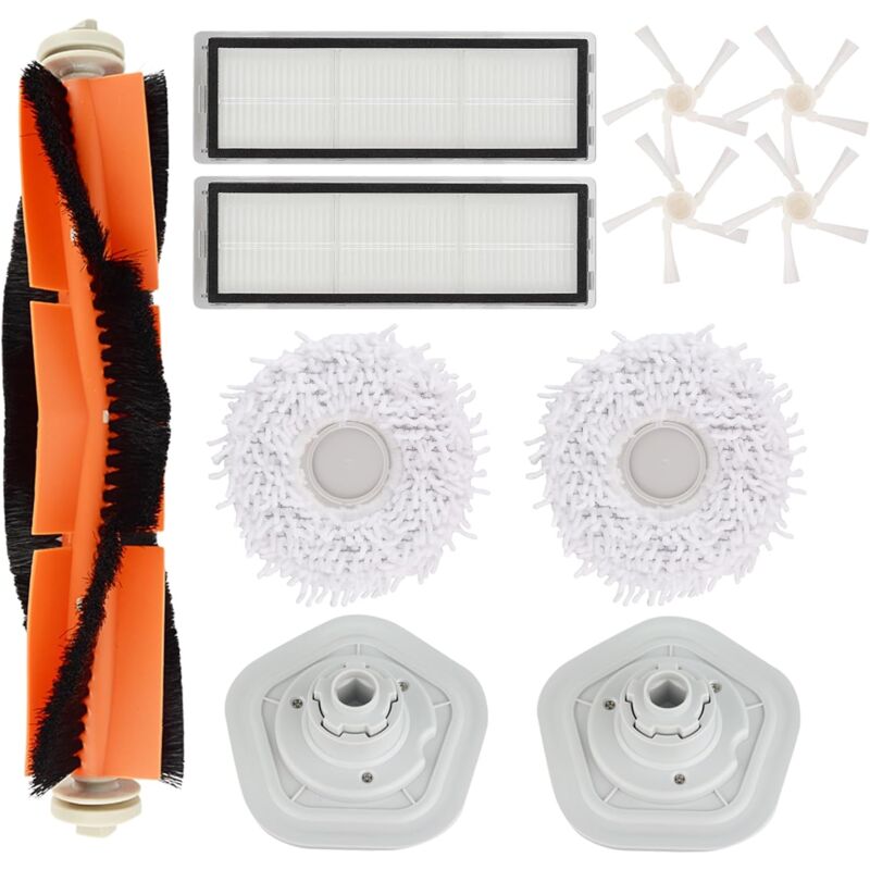 KZQ - Kit d'accessoires de Rechange pour Aspirateur Dreame Bot W10/W10 Pro, 1 Brosse Principale, 2 filtres, 4 brosses latérales, 2 serpillères et 2