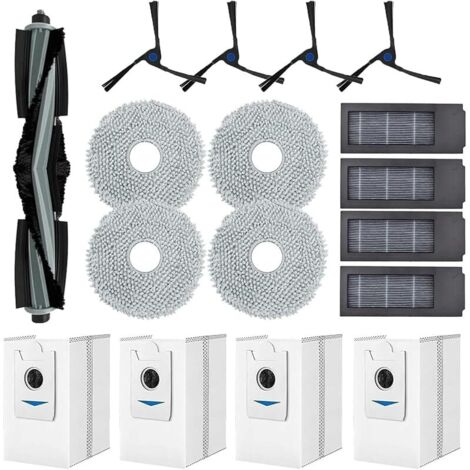 Kit d'accessoires de rechange pour aspirateur robot Ecovacs Deebot X2 Omni / X2 / X2 Pro / DEX86, 1 brosse principale, 4 brosses latérales, 4 filtres, 4 chiffons et 4 sacs à poussière