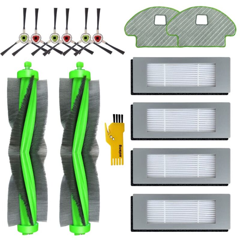 Alovez - Kit d'accessoires de rechange pour robot aspirateur iRobot Roomba Combo R111840 R1138 14 paquets 2 brosses principales, 4 filtres, 6 brosses