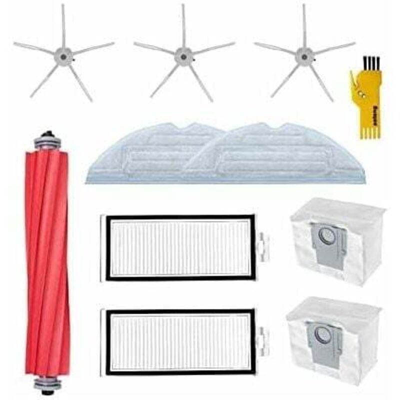 Kit d'accessoires de rechange pour robot eur Roborock Q7 MAX Q7 Max+ 1 brosse principale et 2 filtres et 3 brosses latérales et 2 chiffons et 2 sacs