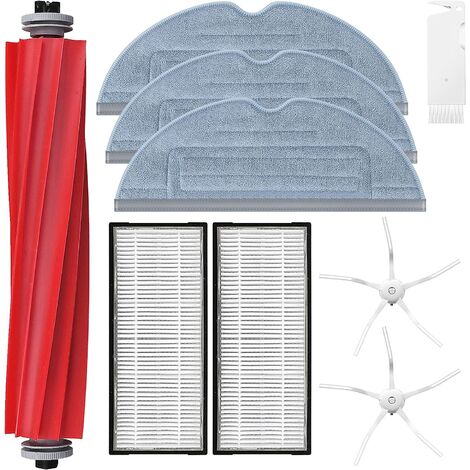 Kit d'accessoires de Rechange pour Xiaomi Roborock S7 T7 T7S T7Plus T7SPlus S7Plus Aspirateur, 1 Brosse Principale, 2 Brosses Latérales, 2 Filtre HEPA, 3 Serpillère, 1 Brosse de Nettoyage