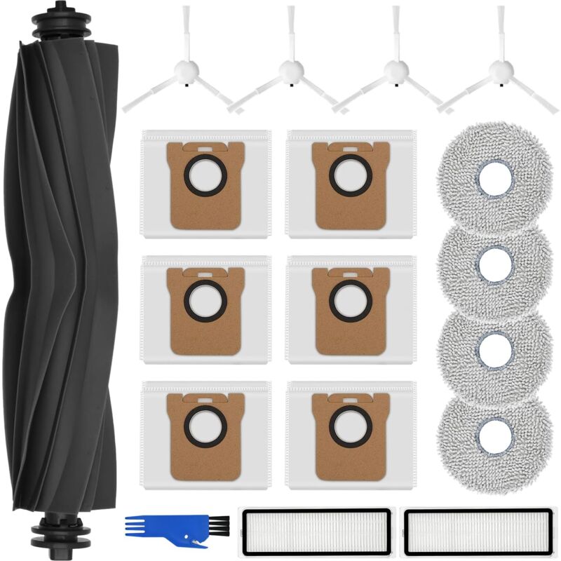 Kit d'accessoires de remplacement pour aspirateur robot Dreame D9 Dreame D9 Max Dreame L10 Pro 15 paquets 2 brosses principales, 4 filtres, 6 brosses