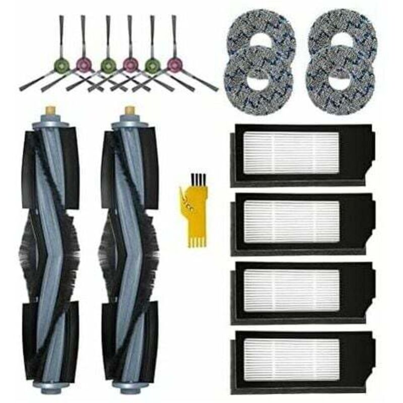 Kit d'Accessoires de Remplacement pour le Robot eur ecovacs deebot X1 omni & X1e omni & X1 turbo & X1+ 16 Packs 2 Brosses Principales & 4 Filtres & 6