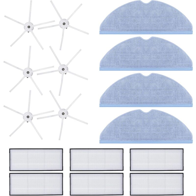 Kit d'Accessoires de Remplacement pour Roborock S7/S7 Plus/T7/T7S/T7 Plus/T7S Plus/S7 MaxV Ultra/S7 Pro Ultra - 6 Brosses Latérales, 6 Filtres, 4