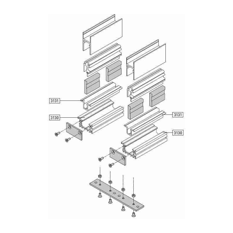 Kit d'accessoires kgit pour guide encastré télescopique Pam30 Ditec entrematic kgit
