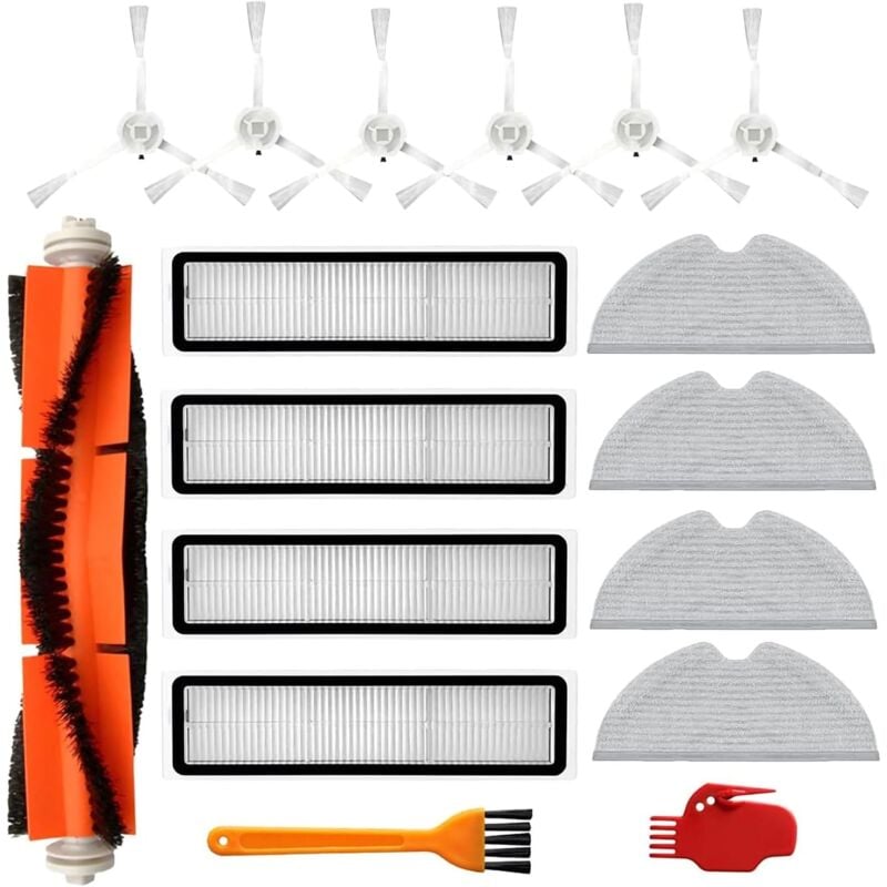 Kit d'accessoires pour aspirateur D9, D9 Max, D9 Pro, L10, L10 Pro, comprenant 1 brosse principale, 6 brosses latérales, 4 filtres, 4 serpillères, 2