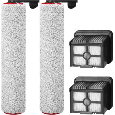 Kit d'accessoires pour aspirateur robot Dreame H4 Pro, 4 accessoires de rechange pour Dreame H12 Pro Contient 2 brosses principales et 2 filtres HEPA
