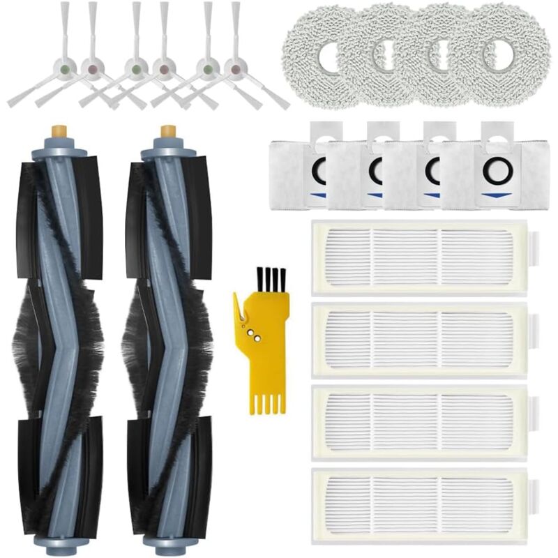 Paryou - Kit d'accessoires pour aspirateur robot ecovacs deebot T20 omni T20e Omni Pièces de rechange 20 paquets 2 brosses roulantes, 4 filtres, 6