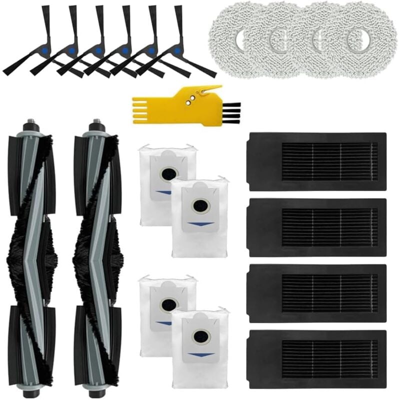 Paryou - Kit d'accessoires pour aspirateur robot ecovacs deebot X2 omni Pièces de rechange 20 paquets 2 brosses roulantes, 4 filtres, 6 brosses
