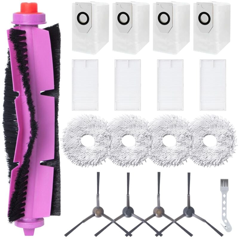 Kit d'accessoires pour aspirateur robot Eureka J12 Ultra, 1 brosse principale, 4 filtres HEPA, 4 Chiffons, 4 sacs à poussière, 4 brosses latérales