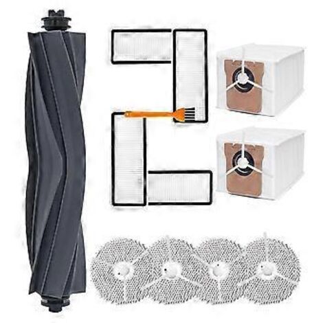 Kit d'accessoires pour aspirateur robot L20 Ultra : pièces de rechange, brosse principale, filtres HEPA, lingette de nettoyage et sacs à poussière.