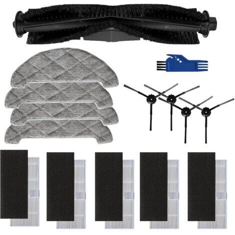 Kit d'accessoires pour aspirateur robot Ultenic D5/D5s, 4 brosses latérales, 1 brosse roulante, 4 chiffons-serpillères, 5 filtres