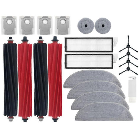 Kit d'accessoires pour aspirateur robot Xiaomi Roborock S8 MaxV Ultra : brosse latérale rotative, filtre, chiffon de nettoyage et sacs à poussière.