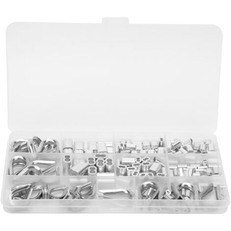 Kit d'accessoires pour câbles en acier inoxydable avec manchons de sertissage et cosse assortis