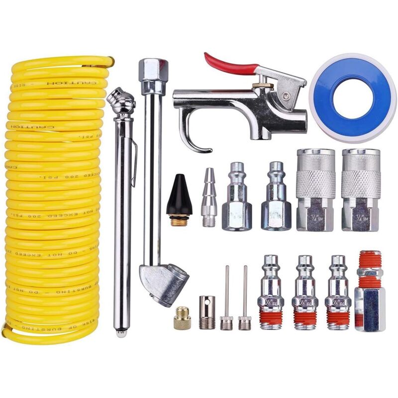 Kit d'accessoires pour compresseur d'air 20 PCS, soufflette anti-poussière avec outil de compresseur d'air et kit d'accessoires de buse, pour la