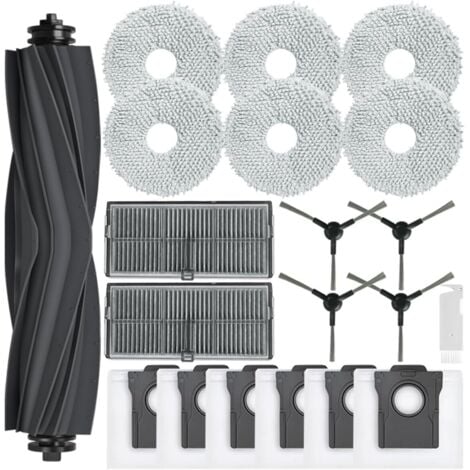 AIPERQ Kit d'accessoires pour Dreame L10s Pro Ultra Heat/ L10s Ultra Gen 2, Pièces pour Dreame X30 Ultra/Mova E30 Ultra, 1 Brosse Principale, 6 Sacs à Poussière, 6 Serpillere, 2 Filtres, 4 Brosse Latérale