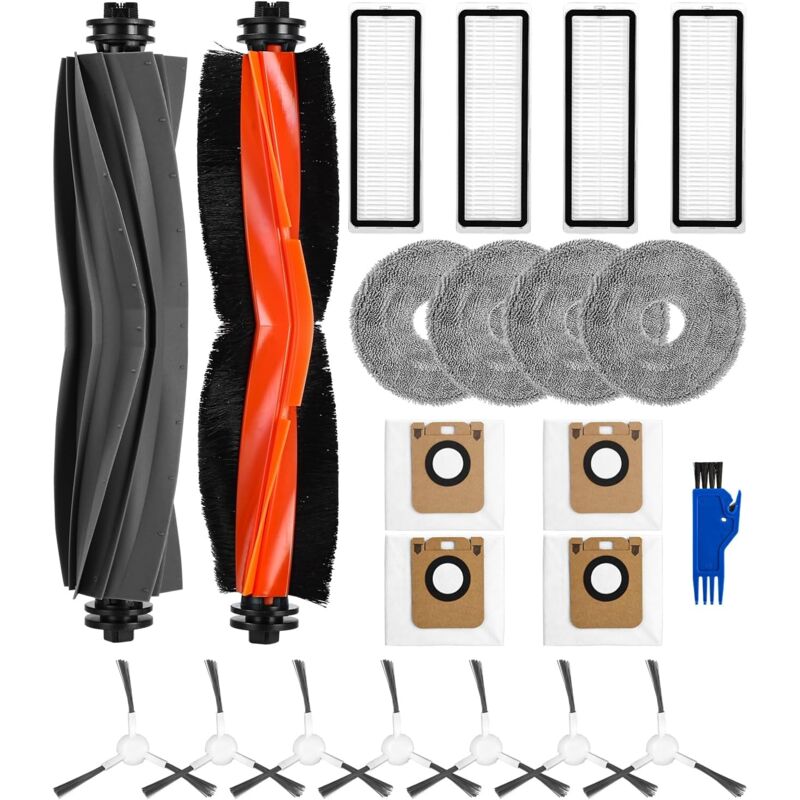Kit d'accessoires pour Dreame L10s Ultra/ L10 Ultra Aspirateur, Pièces de Rechange pour Dreame, 2 Brosse Principale, 8 Brosses Latérales, 4 Filtres