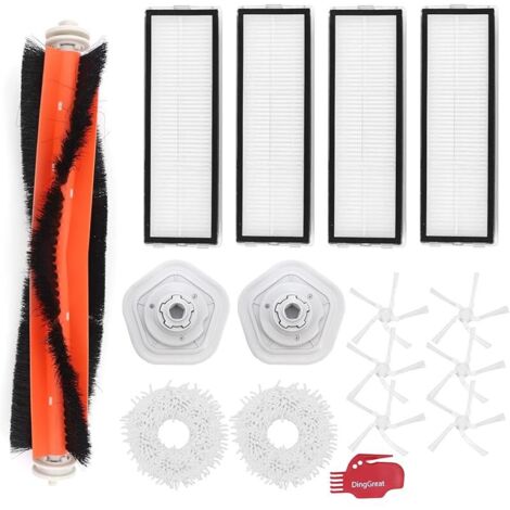Kit d'accessoires pour Dreame W10 / W10 Pro Robot Aspirateur - 1Brosse Principale, 6Brosses Latérales, 4Filtres HEPA, 2Chiffons de Serpillière, 2Support de chiffon, 1Brosse de nettoyage