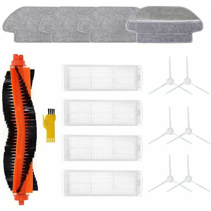 Kit d'accessoires pour Mi Robot Vacuum-MopMi Robot Vacuum-Mop p Robot Aspirateur 1 brosse principale, 4 filtres, chiffons6 brosses latérales(15 pc)