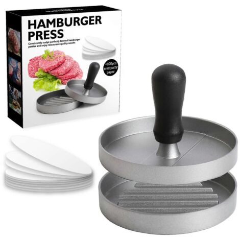 Kit d'accessoires pour plancha professionnelle : presse à bacon et moule à hamburgers