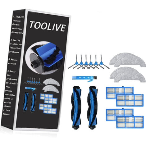 Kit d'accessoires pour Proscenic 850T Pièces de rechange pour aspirateur 2 Brosse principale + 4 Filtre Hepa + 6 Brosse latérale + 4 Chiffon de vadrouille