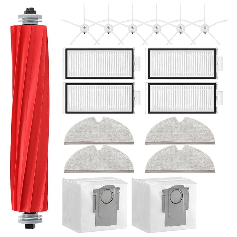 Alovez - Kit d'accessoires pour Roborock Q7, Q7+, Q7 Max, Q7 Max+ aspirateur Robot, 1 Brosse à Rouleau, 4 filtres, 4 tampons de vadrouille, 6 brosses