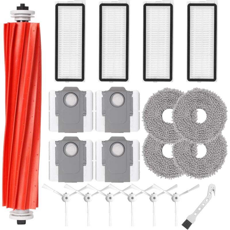Kit d'accessoires pour Roborock Qrevo S / QRevo Pro / QRevo MaxV robot Pièces de rechange 1 brosse rouleau principale, 4 filtres HEPA, 4 serpillères,