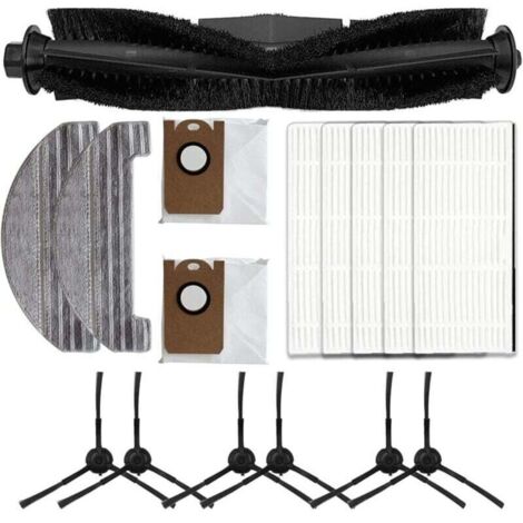 Kit d'accessoires pour robot aspirateur Ultenic T10 – 1 brosse principale, 5 filtres HEPA, 6 brosses latérales, 2 lingettes, 2 sacs à poussière