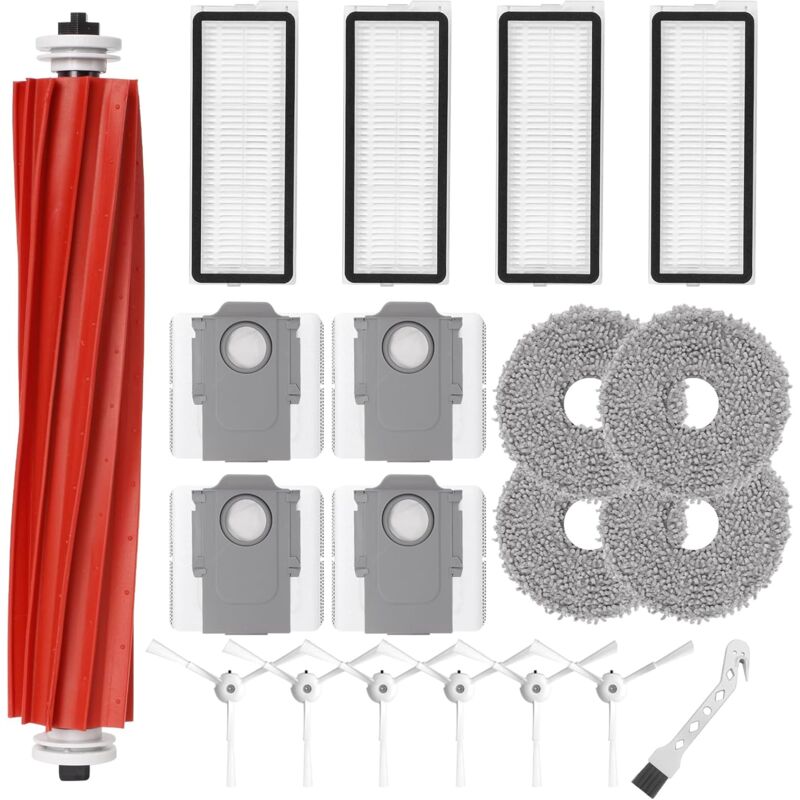 Kit d'accessoires pour robot Roborock Qrevo S / QRevo MaxV / QRevo Pro Pièces de rechange 1 brosse rouleau principale, 4 filtres HEPA, 4 serpillères,