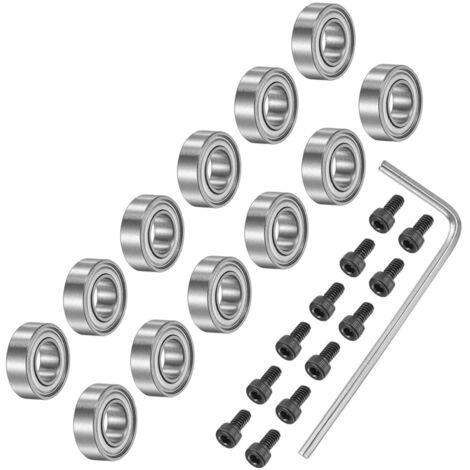 Kit d'accessoires pour roulements (25 pièces) : roulements pour fraise à défoncer de diamètre intérieur 3/16'', diamètre extérieur 3/8'' et épaisseur 1/8'', avec vis n° 5-40 x 1/4''.