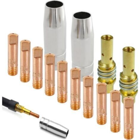 Kit d'accessoires pour soudage au gaz de 14 pièces, pièces d'usure consommables pour torche de soudage MIG MAG MB15AK (M6 0,6/0,8/1,0 mm)