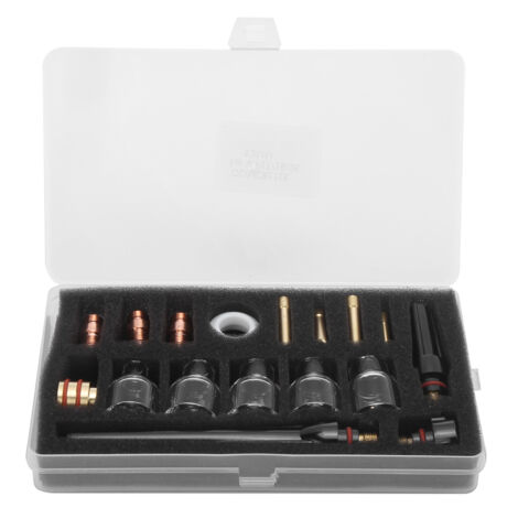 Kit d'accessoires pour torche à souder avec pinces en laiton, cône en verre et électrodes tungstène pour modèles WP-17/18/26