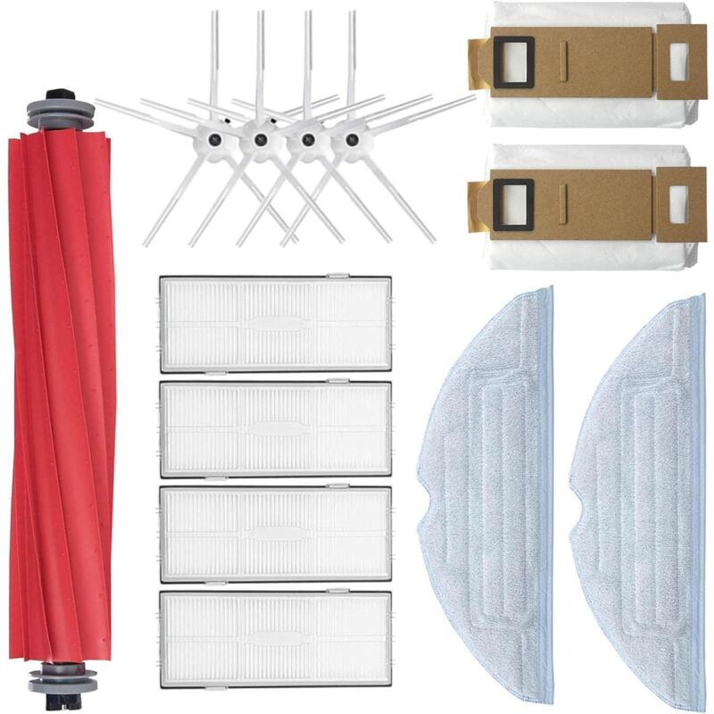 Alovez - Kit d'accessoires pour Xiaomi Roborock S7 Maxv Ultra S7 MaxV S7 Plus S7 Aspirateur Robot, 4 filtres,4 brosses latérales, 2 Chiffons de