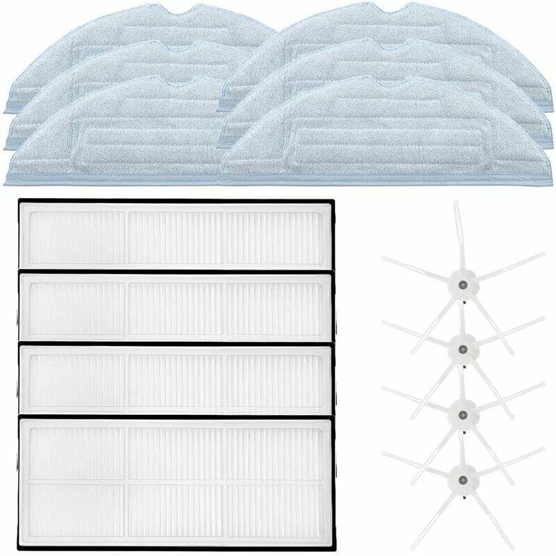 Kit d'accessoires pour Xiaomi Roborock T7S T7S Plus T7 S7 T7 Plus S70 S75 Réutilisable Remplaçable, 4 filtres Hepa, 4 brosses, 6 chiffons de